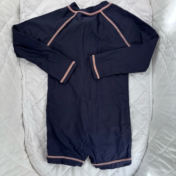 ⭒ 24M Gagou Tagou Navy Blue Swimsuit Orange Crab Ocean Long Sleeve Cover Zip  ⭒ - Picture 4 of 7